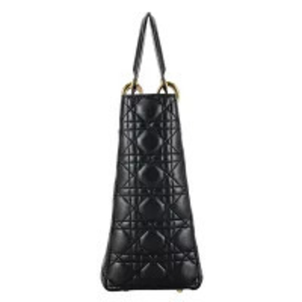 Dior Lady Leather Shoulder Black Handbag Cannage Christian Bag Black